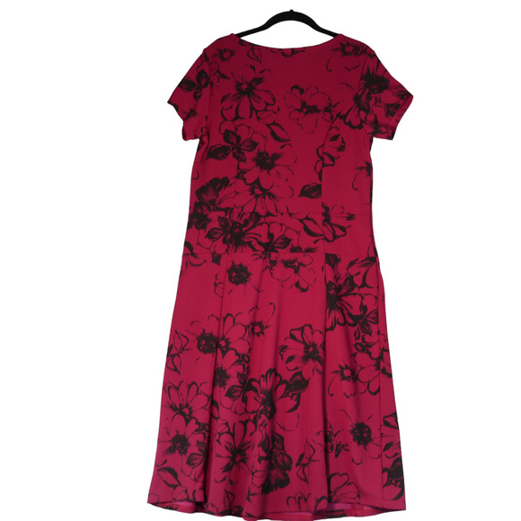 Nina Piu Dress Womens Large Deep Dark Red Floral Textured Fabric Career Casual - Picture 4 of 10